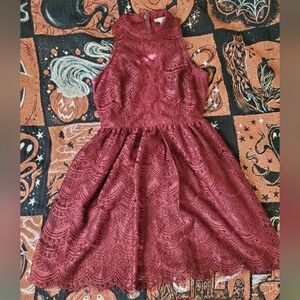 Oxblood Dark Red Lace Dress size S